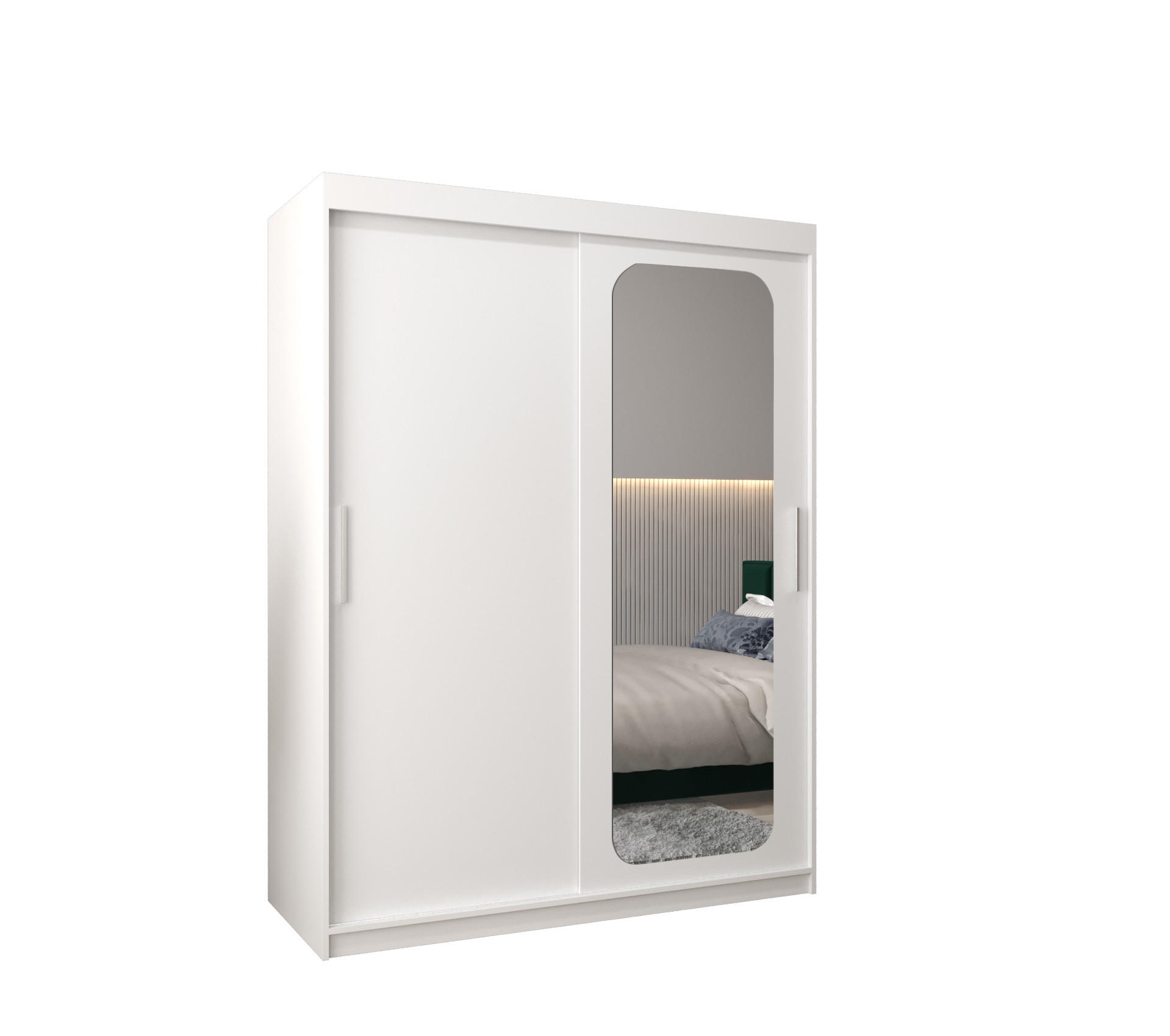 Möbel Kryspol Schwebetürenschrank Weiß 150x200x62 cm