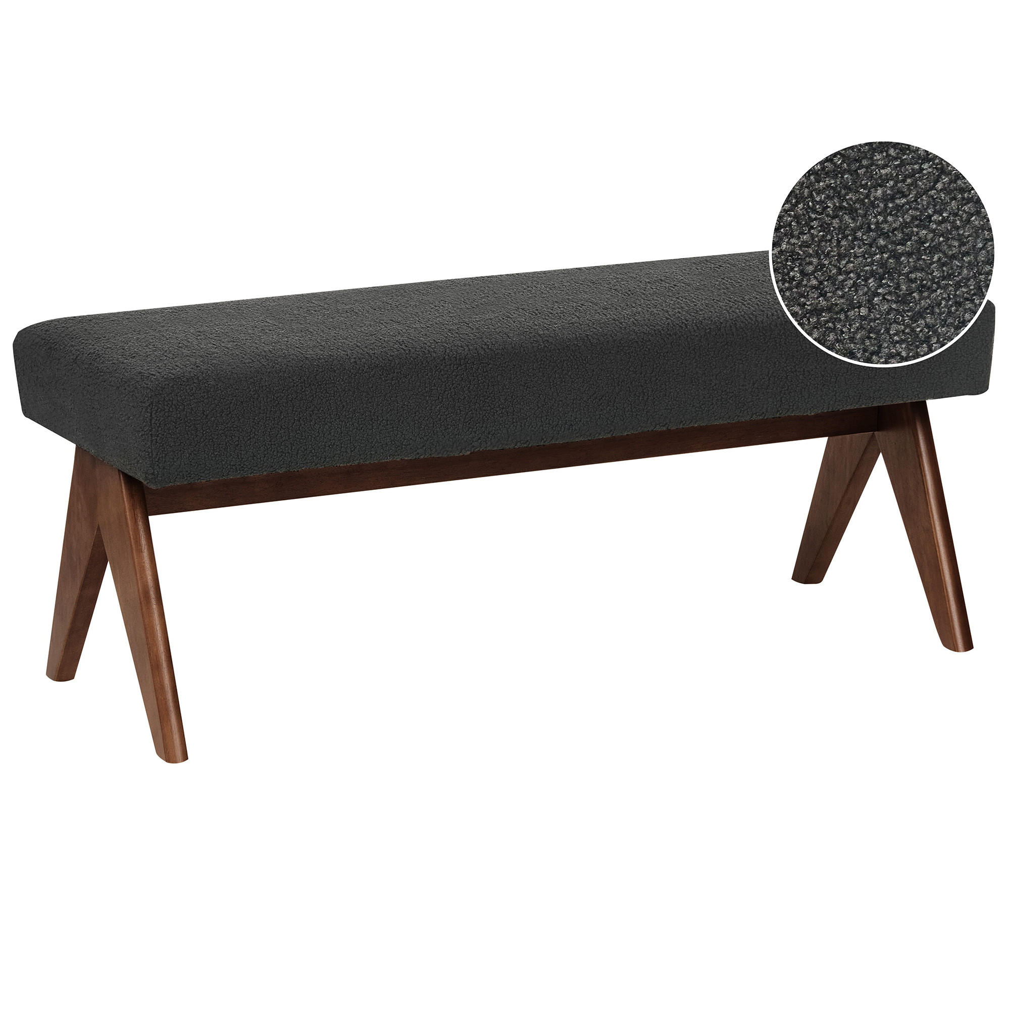 POLSTERBANK Bouclé Schwarz/Dunkelbraun Tamre - Schwarz, Textil (118/48/46cm) - Beliani