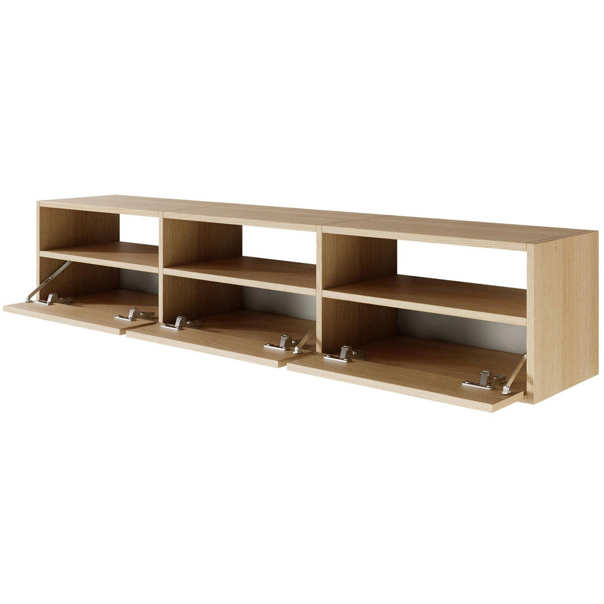 TV-LOWBOARD Framme hängend, 3 Klappen und Ablagen, Eiche, 150/30/30 cm - Beige, Holzwerkstoff (150.1/30/30cm) - Selsey
