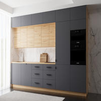 KÜCHENZEILE 360 cm – LangenK72-M360 - in Grau / ArtisanEiche - Schwarz/Eiche Artisan, Holzwerkstoff/Metall (360/248/58cm)