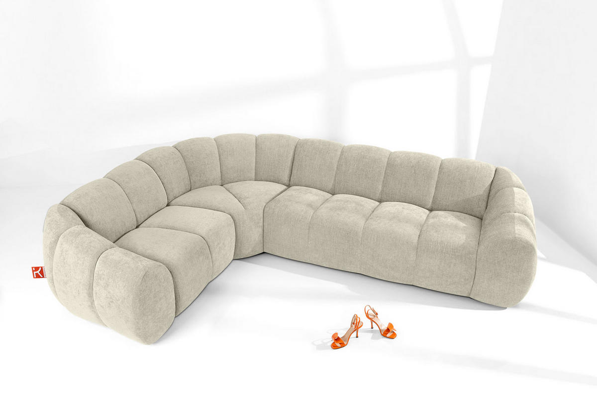 ECKSOFA LINKS FLAVA, Ecru - Ecru, Holz/Holzwerkstoff (310/230cm) - KONSIMO®