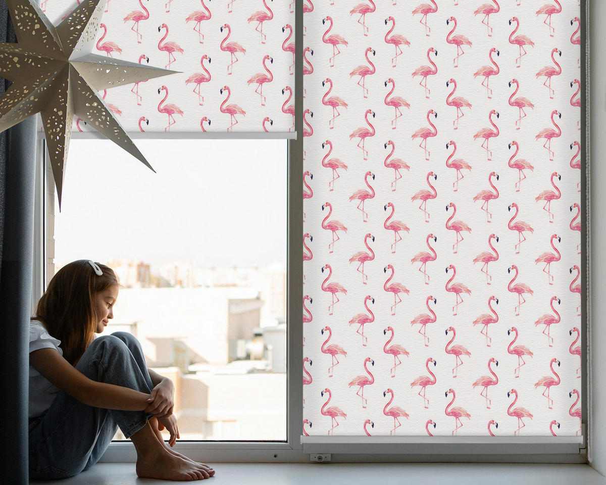 VNÚTORNÁ roleta - okenná roleta - roleta - 100x100 cm - Plameniaky - pink, plast (100/100/0.5cm) - TULUP