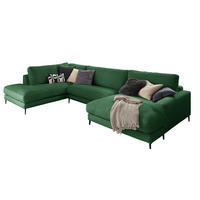 WOHNLANDSCHAFT CARA Smaragdgrün Cord - Smaragdgrün/Schwarz, Textil (341/84/223cm) - KAWOLA