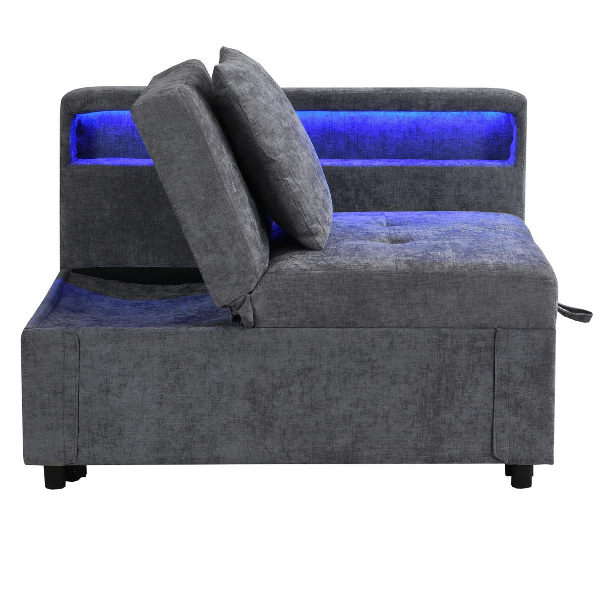 SCHLAFSOFA 3-in-1 mit verstellbarer Rückenlehne und USB-anschlüssen Hellgrau 177/68/65 cm - Hellgrau, Leder (68/65/97cm) - OKWISH