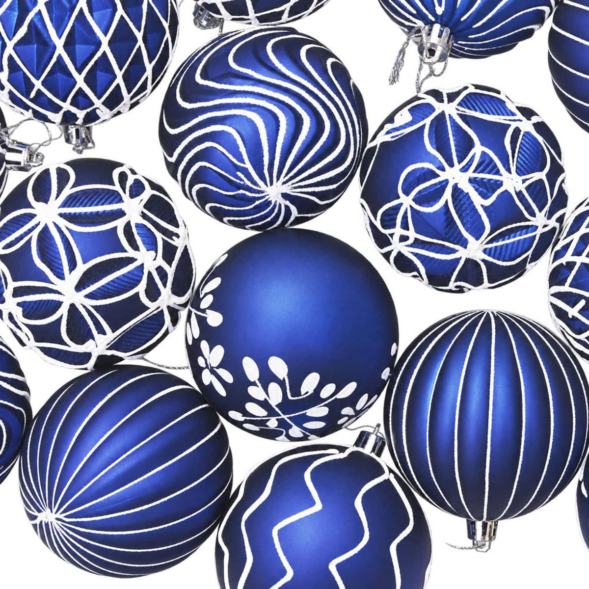 WEIHNACHTSKUGELSET XL 18 -teilig 8 cm Blau Polystyrol - Blau, Kunststoff (8/8/8cm) - vidaXL