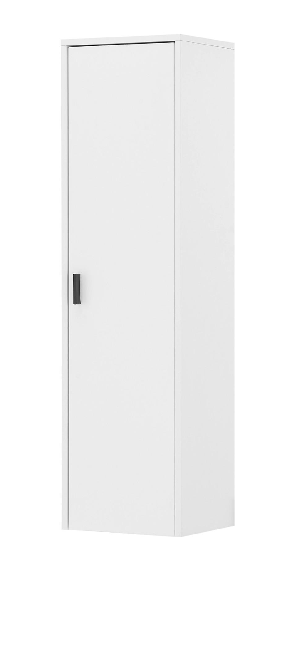 HÄNGESCHRANK weiß matt, Eiche 33 x 120 cm, Wohn- und Esszimmer Wandschrank mit Soft-Close - Eichefarben/Schwarz, Holzwerkstoff/Metall (33/120/30cm) - Furn.Design
