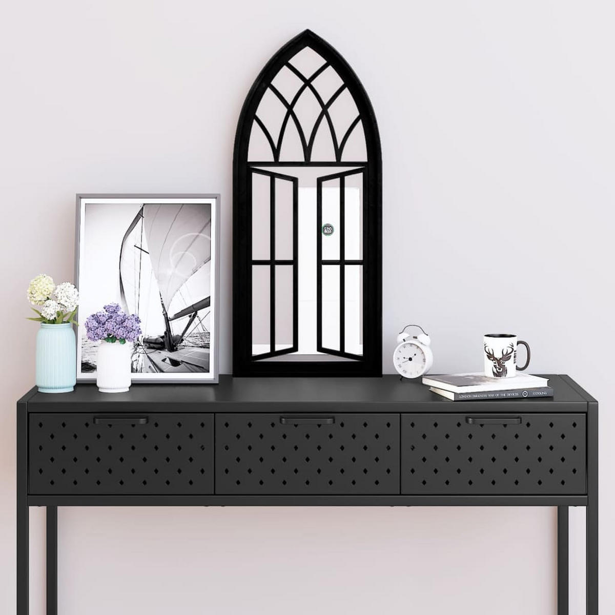 SPIEGEL Schwarz 70x30 cm Eisen für Innenbereich - Schwarz, Metall (30/70/1cm) - furnicato
