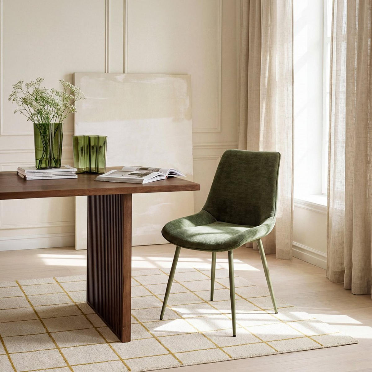 ESSZIMMERSTUHL Niro Grün 50 cm x 86 cm 4er-Set - Grün, Textil (50/86/58cm) - Klast Home