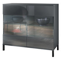 KOMMODE Bari Grau Hochglanz - Grau, Holzwerkstoff (92.5/83.5/35cm) - Vladon