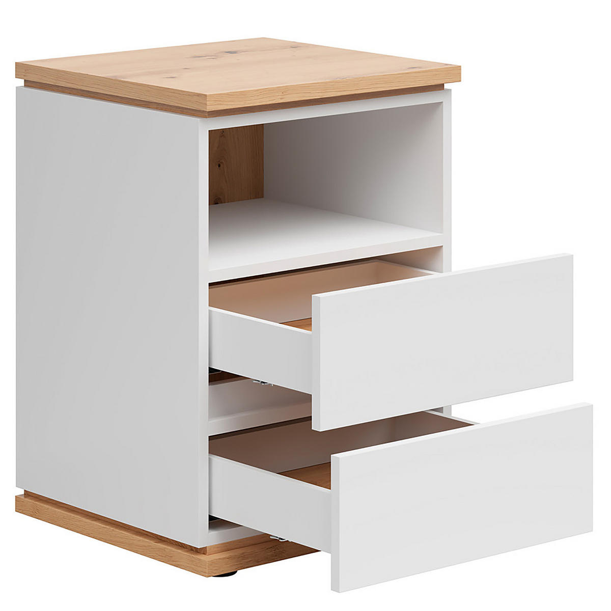 NACHTKOMMODE - Weiß, Holzwerkstoff (45/63/42cm) - home24