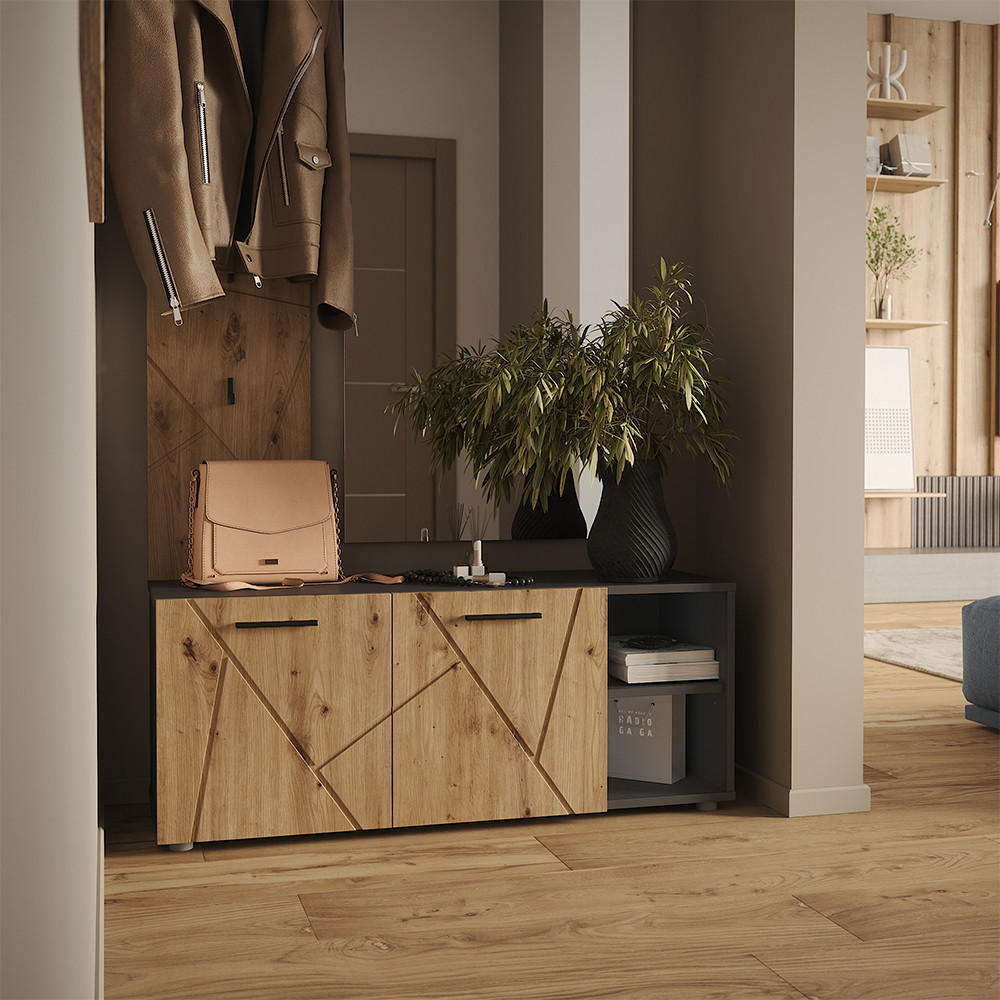 Thumbnail - Vicco Schuhschrank, Anthrazit, Holzwerkstoff, 2 Fächer, Rechteckig, 106x43x37.4 cm, Garderobe, Schuhaufbewahrung, Schuhs...