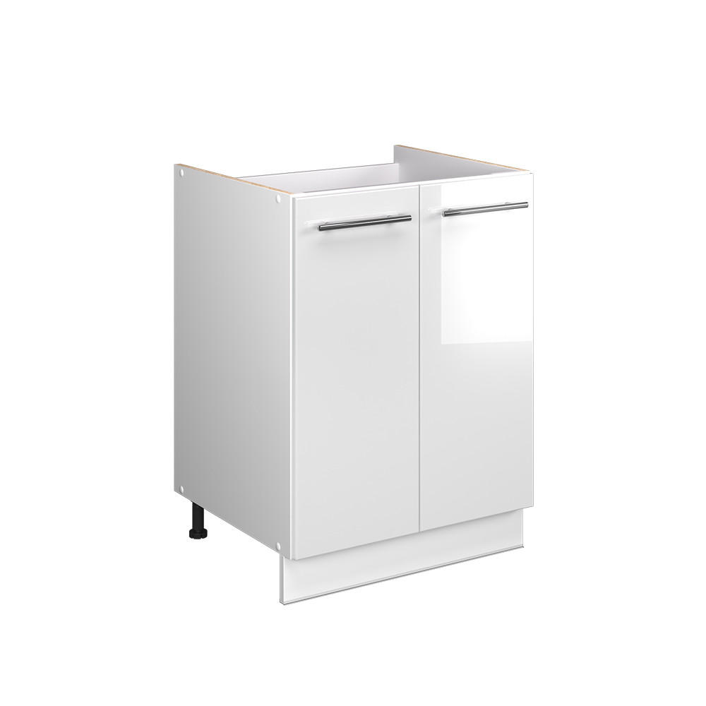 SPÜLENUNTERSCHRANK Fame-Line, Weiß Hochglanz/Weiß, 60 cm - Weiß Hochglanz/Weiß, Holzwerkstoff (60/82/51.6cm) - Vicco