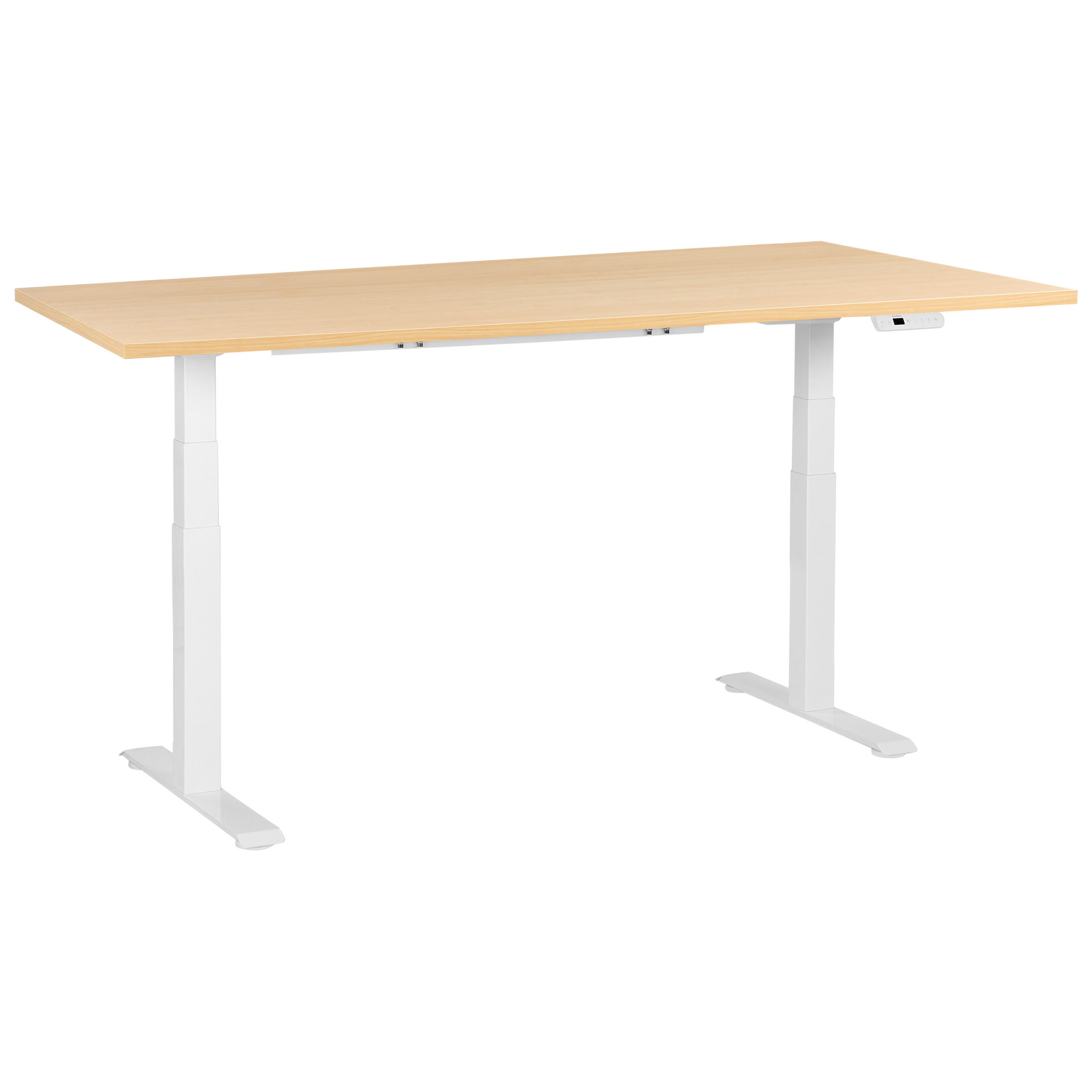 Beliani Schreibtisch Hellbraun, Braun, Weiß 180x63x72 cm