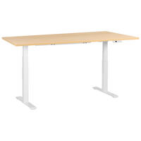 SCHREIBTISCH elektrisch höhenverstellbar 180/72 cm Hellbraun/Weiß Destines - Hellbraun/Braun, Holzwerkstoff/Metall (72/180/63cm) - Beliani