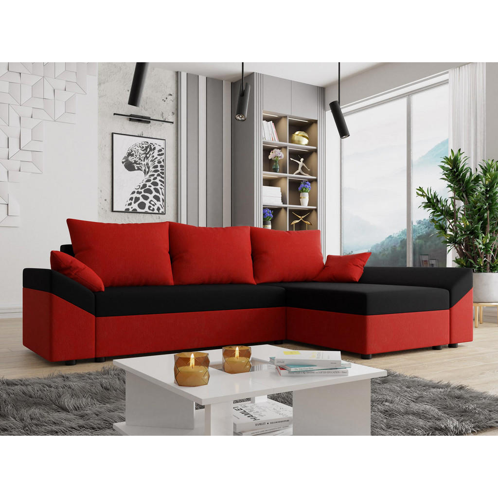 Thumbnail - Mirjan24 Ecksofa, Rot, Schwarz, Textil, 5-Sitzer, L-Form,L-Form, 240x140 cm, Wohnzimmer, Sofas & Couches, Wohnlandschaft...
