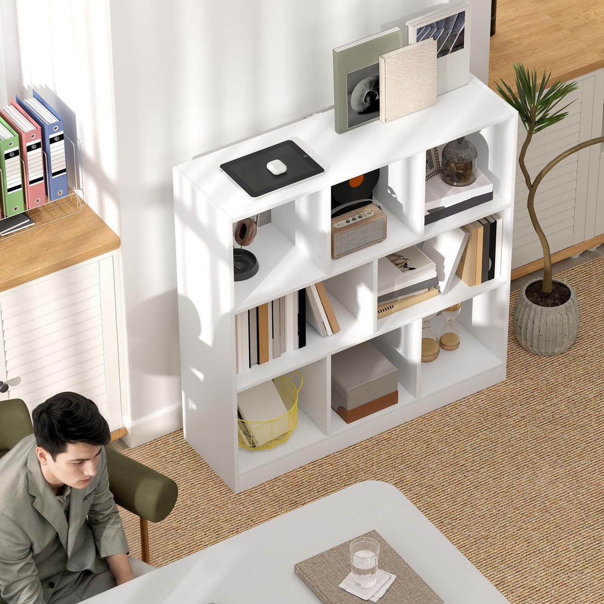 BÜCHERREGAL 3-stöckige Bücherregal Büroregal Home-Office Spanplatte Weiß - Weiß, Holzwerkstoff (30/100/97.5cm) - HOMCOM