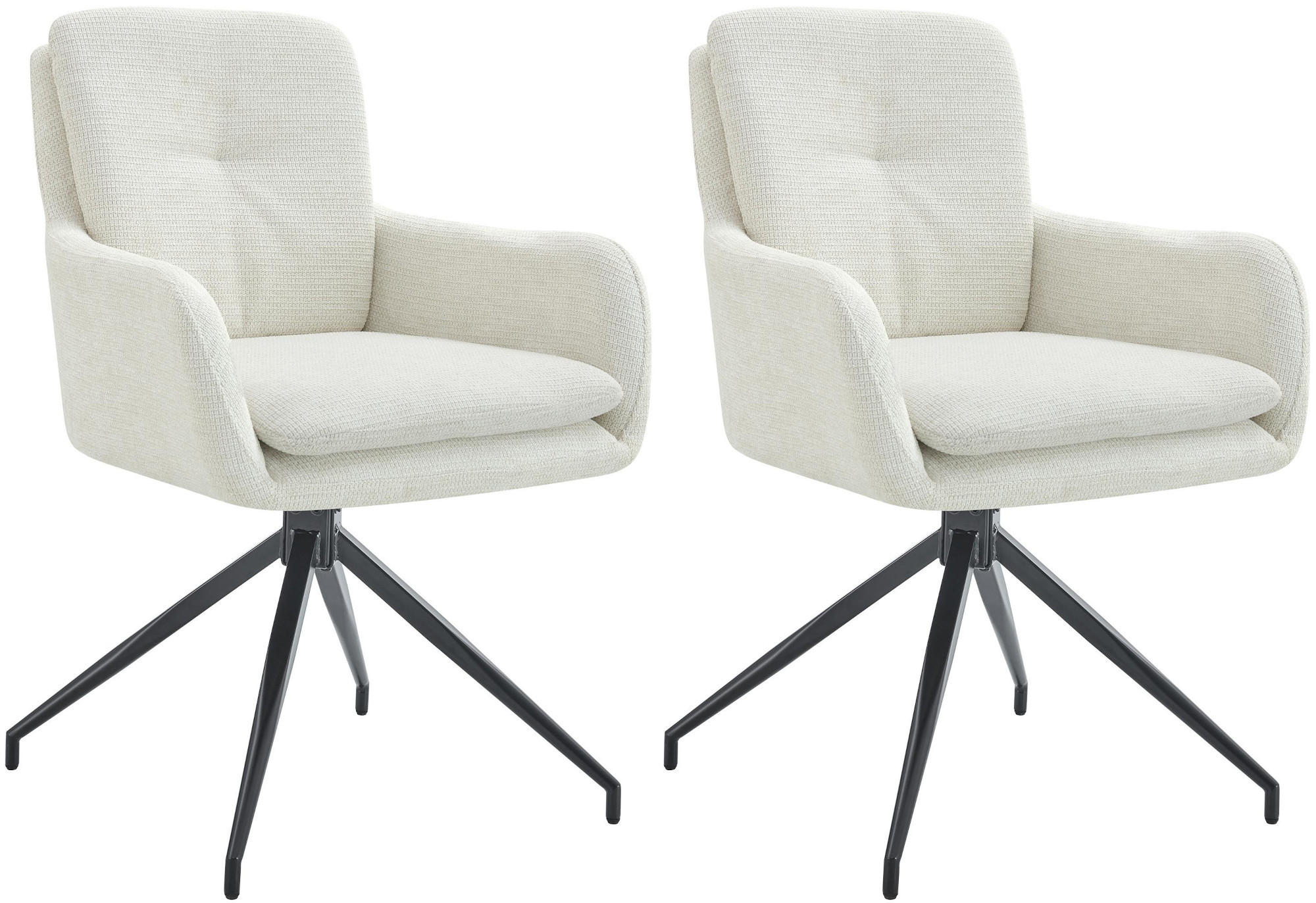 ESSZIMMERSTUHL 2er Set Stoff Creme - Creme/Schwarz, Textil/Metall (58/85/63cm) - CLP