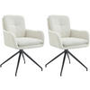 ESSZIMMERSTUHL 2er Set Stoff Creme - Creme/Schwarz, Textil/Metall (58/85/63cm) - CLP