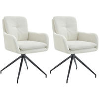 ESSZIMMERSTUHL 2er Set Stoff Creme - Creme/Schwarz, Textil/Metall (58/85/63cm) - CLP
