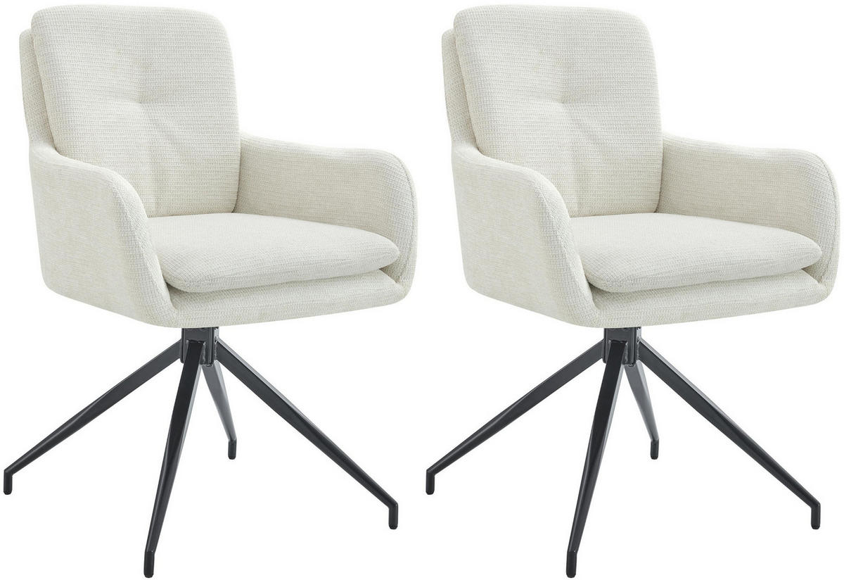 ESSZIMMERSTUHL 2er Set Stoff Creme - Creme/Schwarz, Textil/Metall (58/85/63cm) - CLP