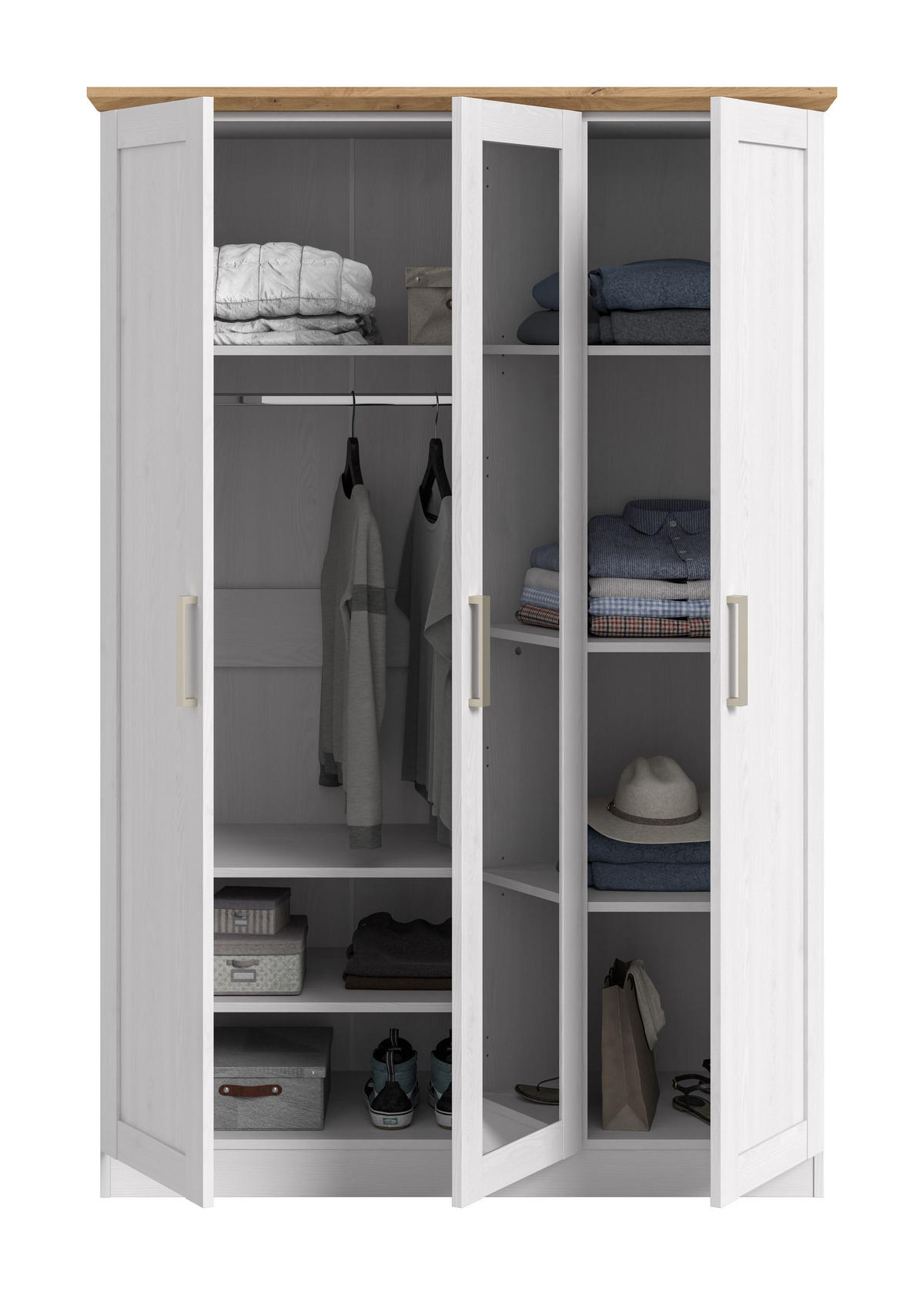 KLEIDERSCHRANK 3-türig FLORENZ (B/H/T: ca. 124/185/54 cm) in Sibiu Lärche Nachbildung/Sibiu Lärche Nachbildung - Lärchefarben, Holzwerkstoff (124/185/54cm)