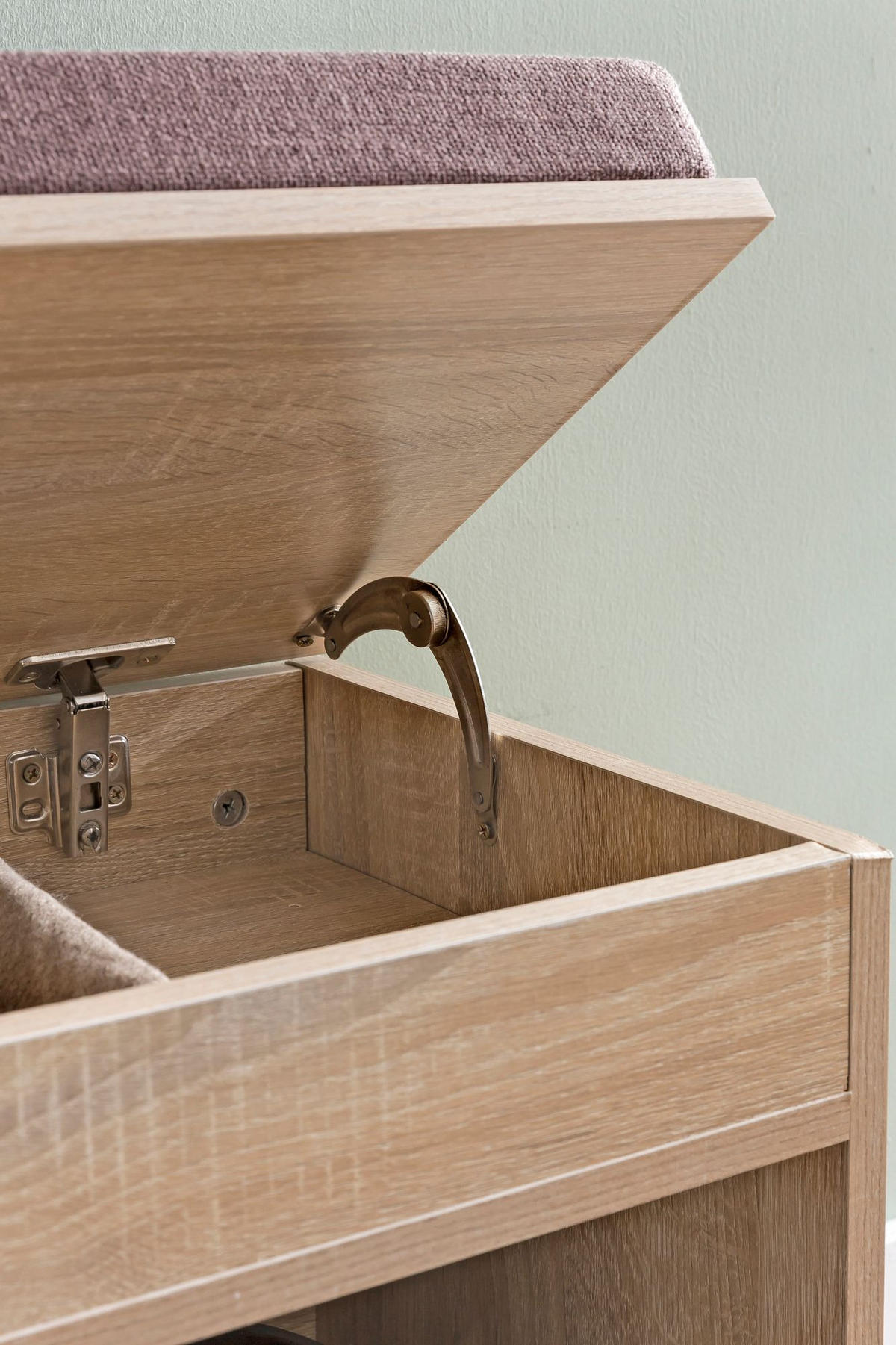 GARDEROBENBANK Holz gepolstert mit Stauraum, Beige 104x32x51 cm - Beige/Braun, Holz/Textil (104/51/32cm) - KADIMA DESIGN