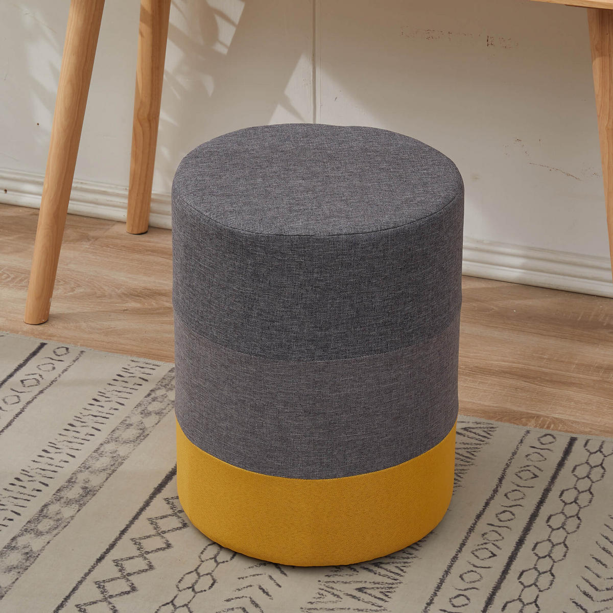 POUF Rund 35/35/45 cm - Grau, Textil (35/45/35cm) - Mobili Rebecca