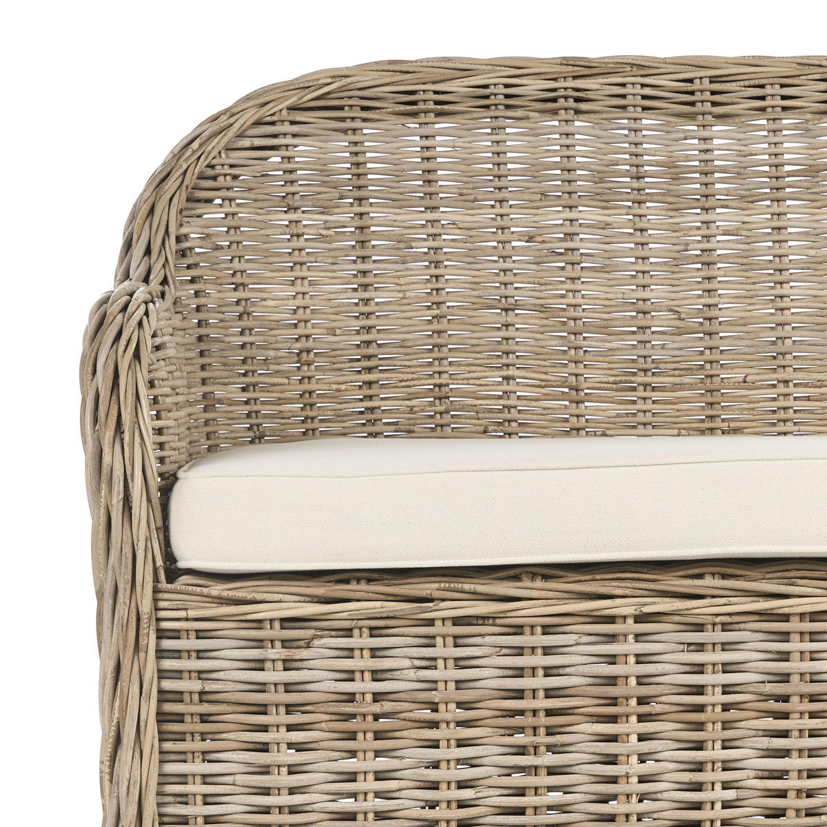 GARTENSOFA 3-Sitzer Naturfarben Susua - Naturfarben/Weiß, Naturmaterialen (189/87/66cm) - Beliani