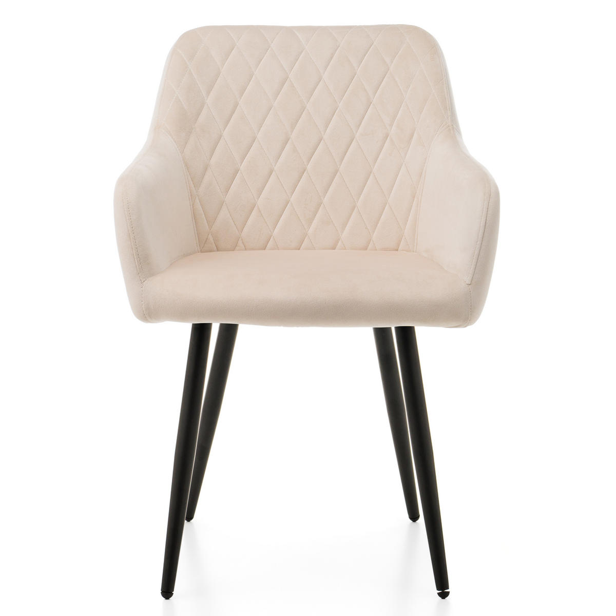 STUHL TODI gepolstert mit Steppung - beige - Samt Velours - Beige/Schwarz, Textil/Metall (56/85/62cm) - NEW HOME