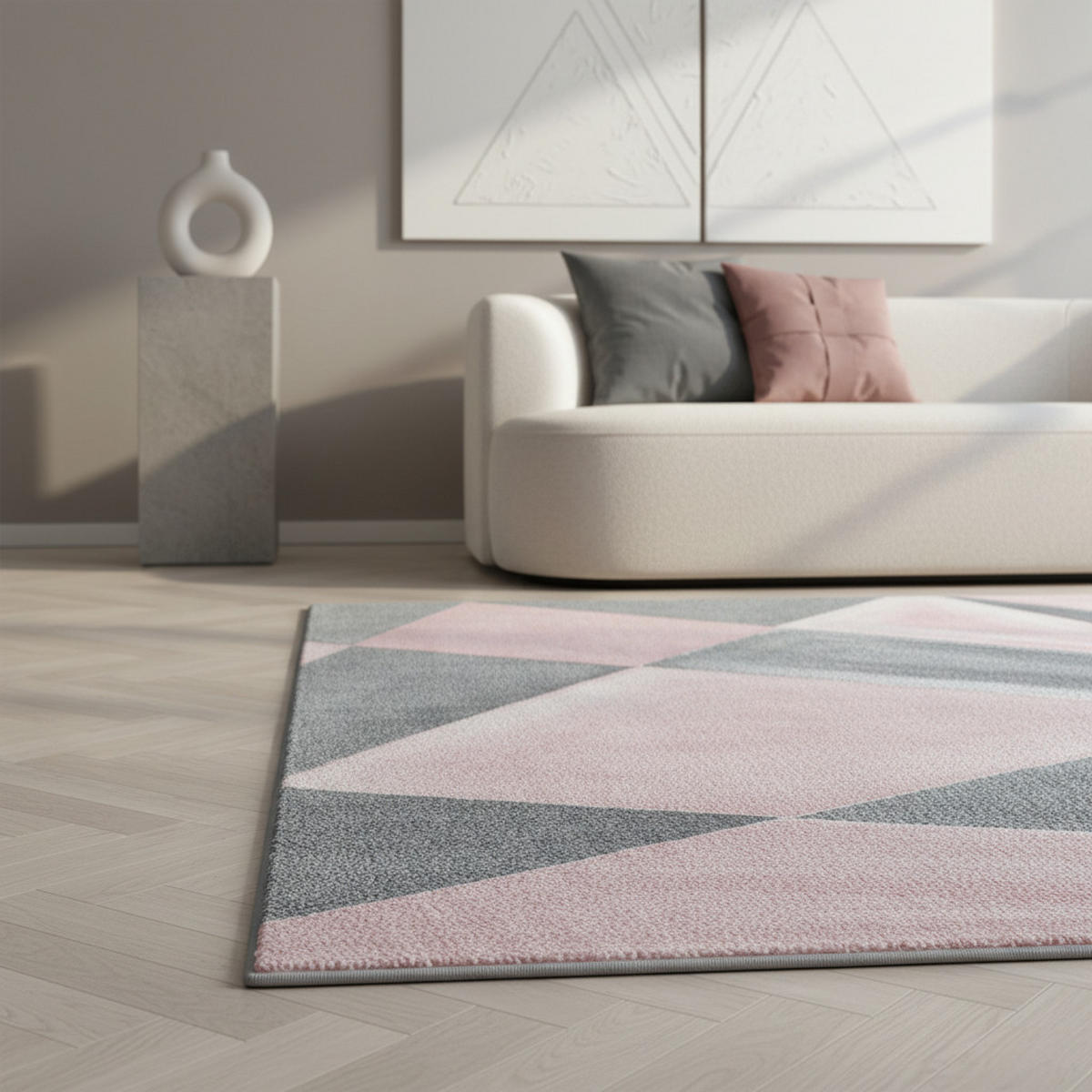 TEPPICH Kurzflor Geometrisch Polypropylen Wohnzimmer Pink Rechteckig 140x200 - Rosa, Textil (140/200cm) - KADIMA DESIGN