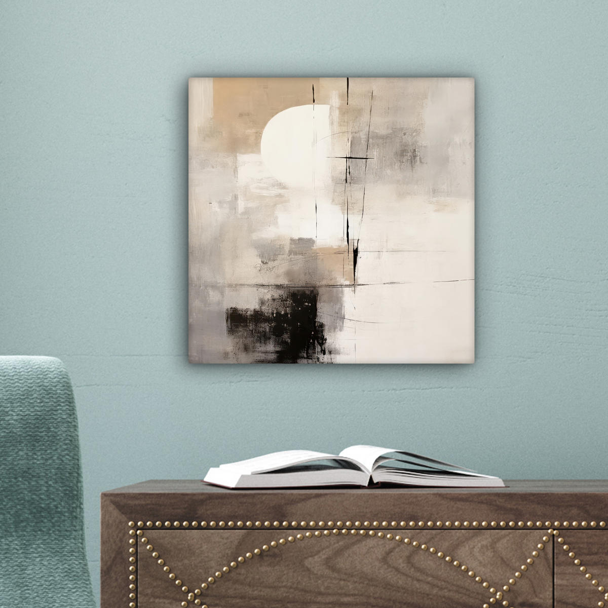 LEINWANDBILD Abstrakt - Kunst - Grau 20x20 cm - Hellgrau, Textil (20/20cm) - MuchoWow