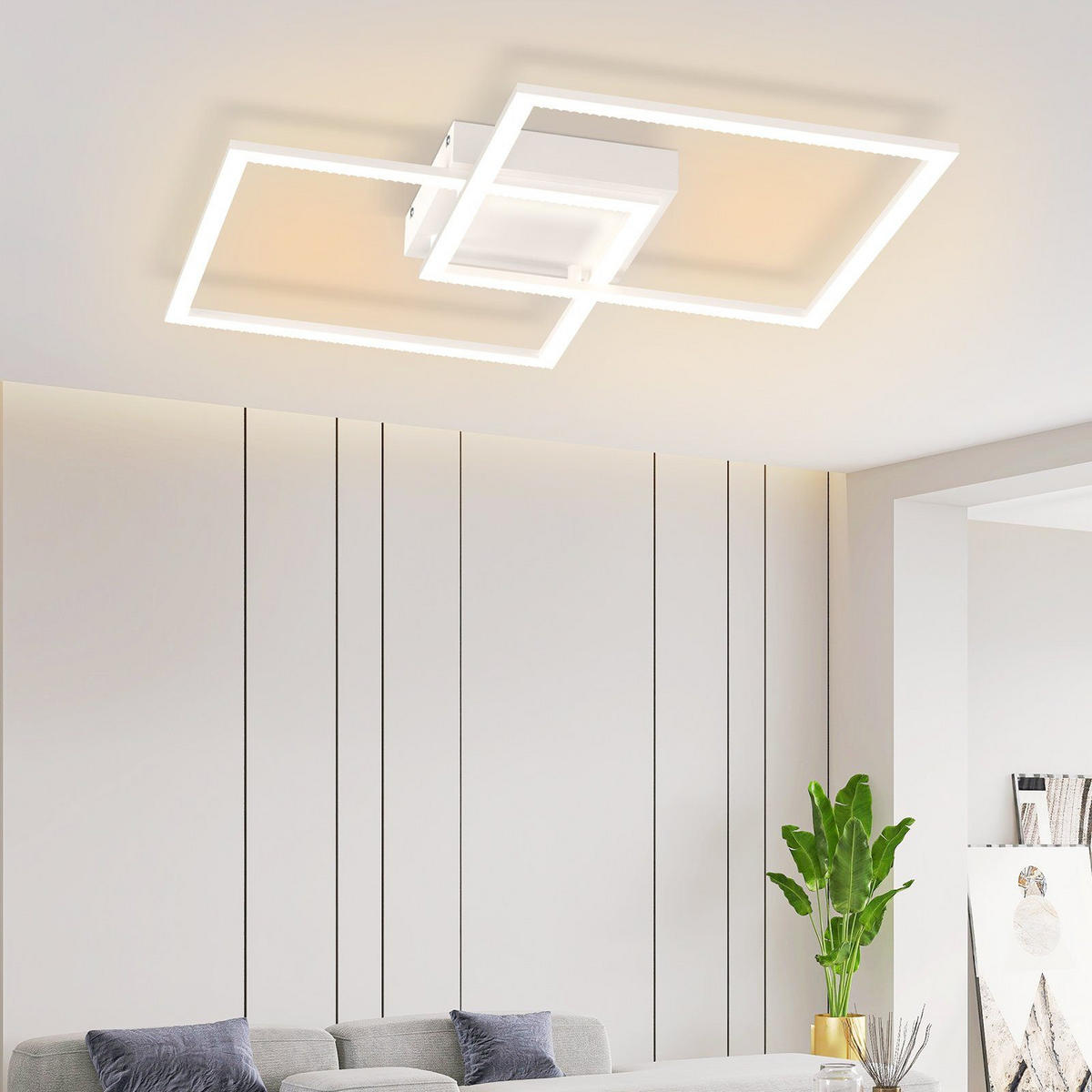 LED-DECKENLEUCHTE Friedhelm 54/54/8 cm - Weiß, Metall (54/54/8cm) - Nettlife