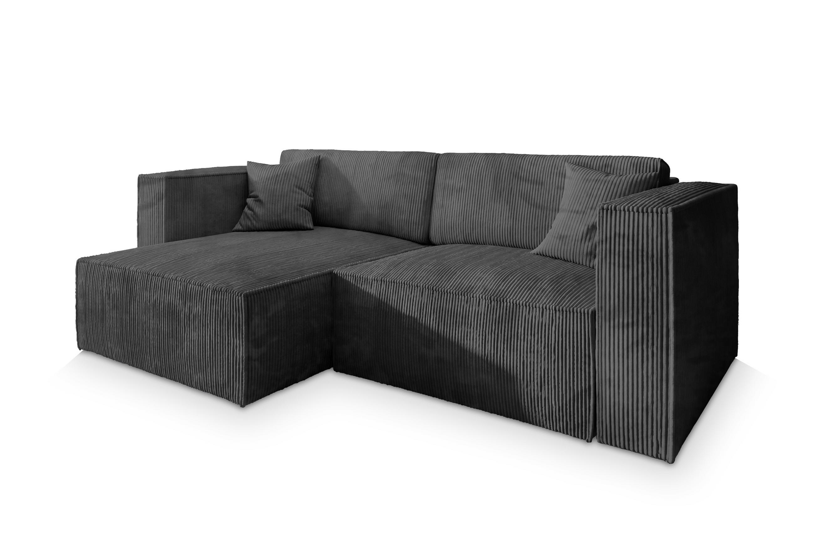 ROHOVÁ SEDAČKA NERIO grafitová - šedá/grafitová, dřevo/textil (245/148cm) - MASSENO