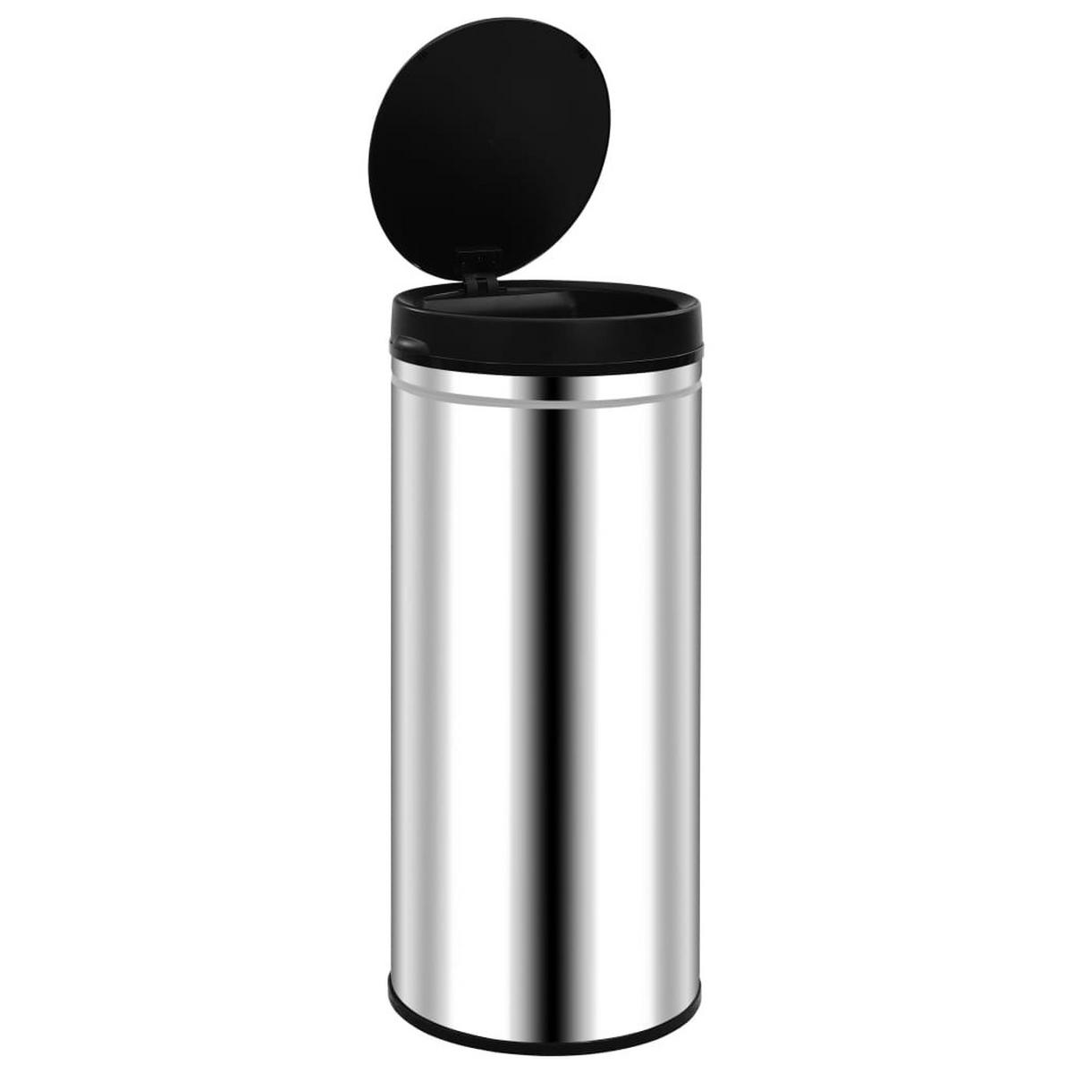 MÜLLEIMER mit Sensor 80L Edelstahl Abfalleimer Automatik - Silberfarben, Metall (36/86/36cm) - DELUKE