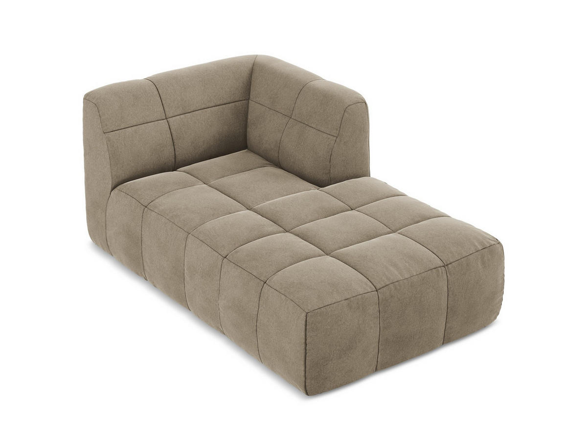 SOFAELEMENT Rechts Samt Stoff Beige - Beige/Schwarz, Holzwerkstoff/Kunststoff (101/77/175cm) - Makamii