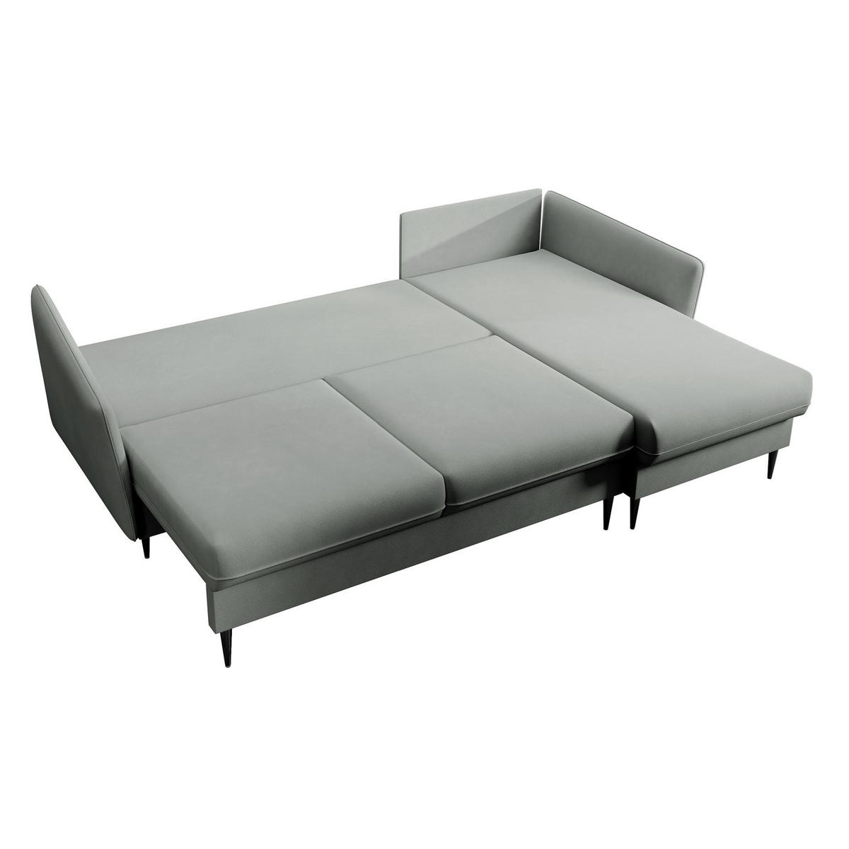 ECKSOFA Volio Grau Samt 223 cm - Schwarz/Grau, Textil/Metall (223/145cm) - Selsey