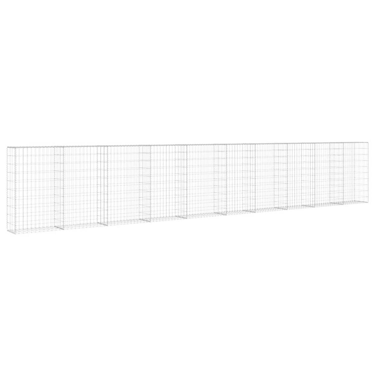 GABIONENWAND Mit Abdeckung Verzinkter Stahl 600/30/100 Cm - Silberfarben, Metall (30/100cm) - vidaXL