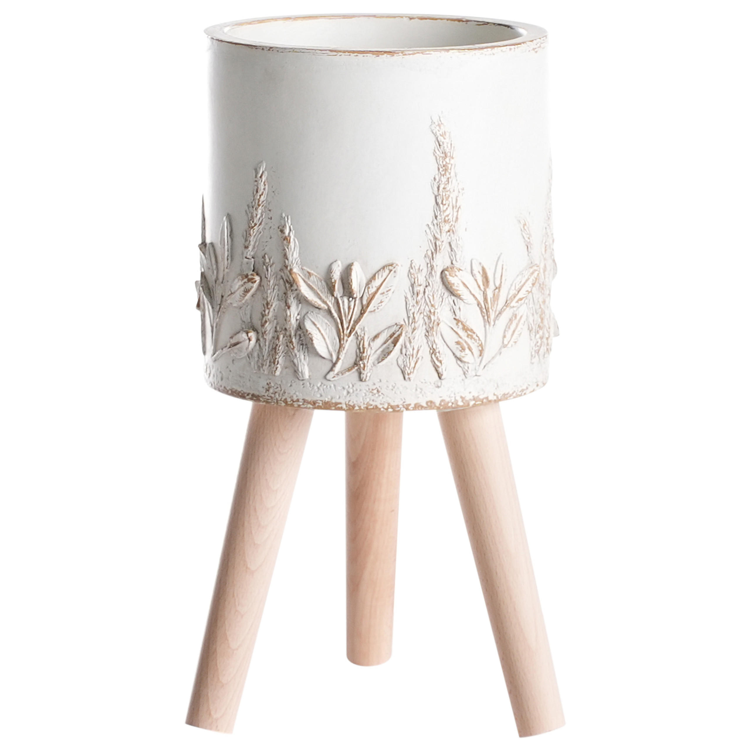 BLUMENTOPF Weiß Preweza - Beige/Creme, Naturmaterialien (43cm) - Beliani
