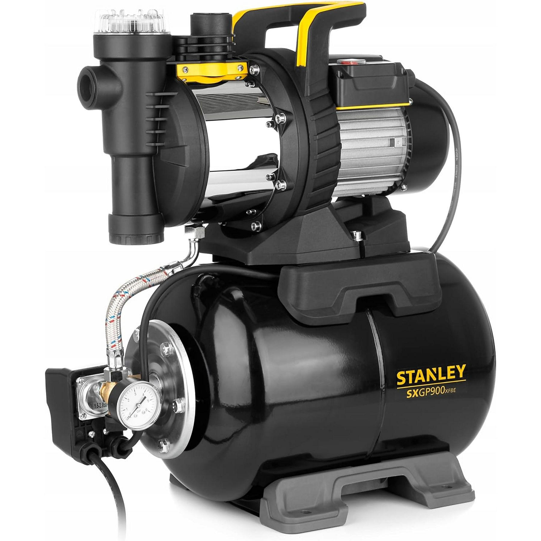 HAUSWASSERWERK 900W Stanley SXGP900XFBE, 3300l/h, 42m Förderhöhe, 24L Tank, Gartenpumpe, Wasserwerk, Druckpumpe, Haus, Brunnen - Schwarz, Kunststoff/Metall (32.4/50.2/57.2cm) - Stanley