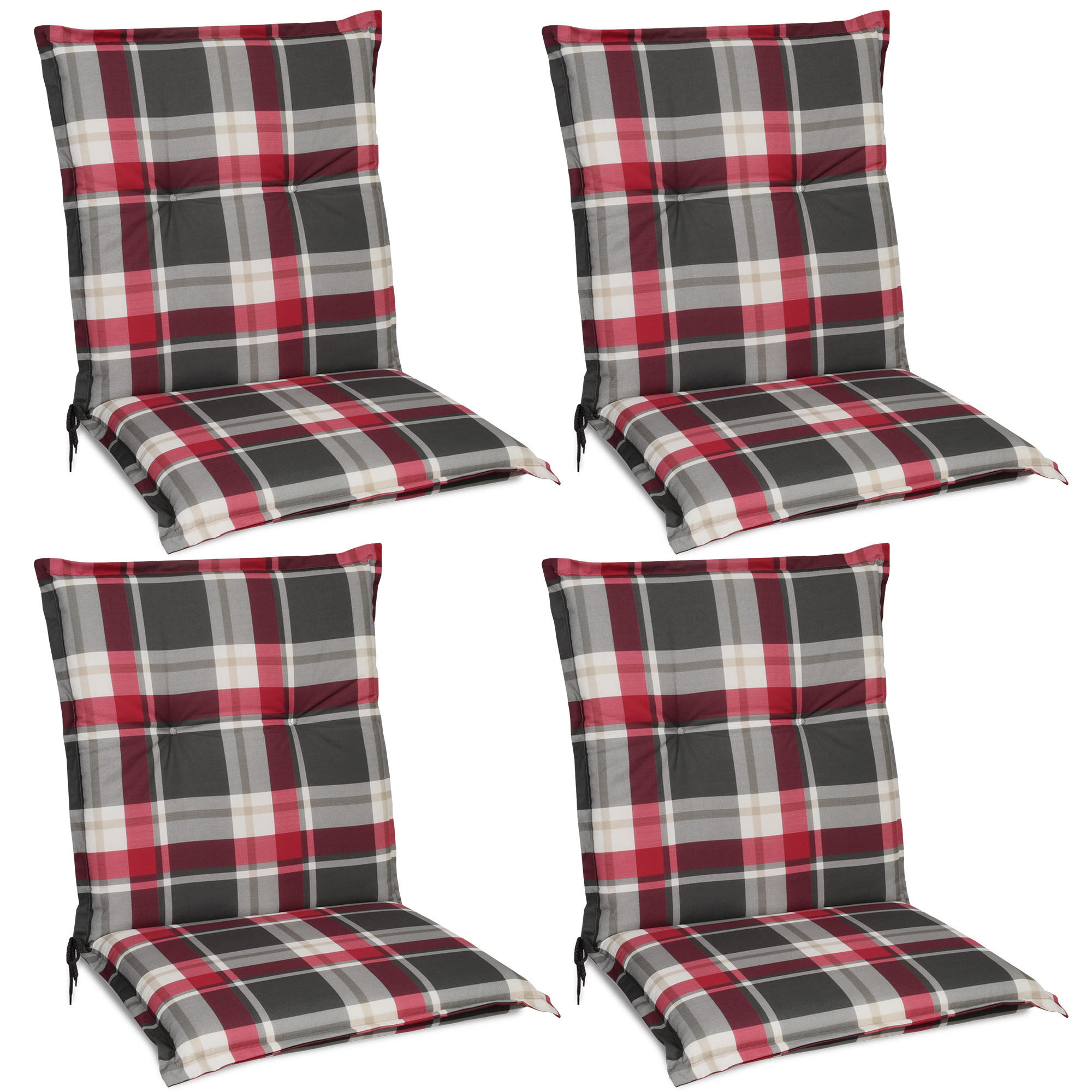 NIEDERLEHNERAUFLAGE Sunny BK 100/50/6cm Bordeaux-Kariert 4tlg - Bordeaux, Textil (50/6/100cm) - Beautissu 