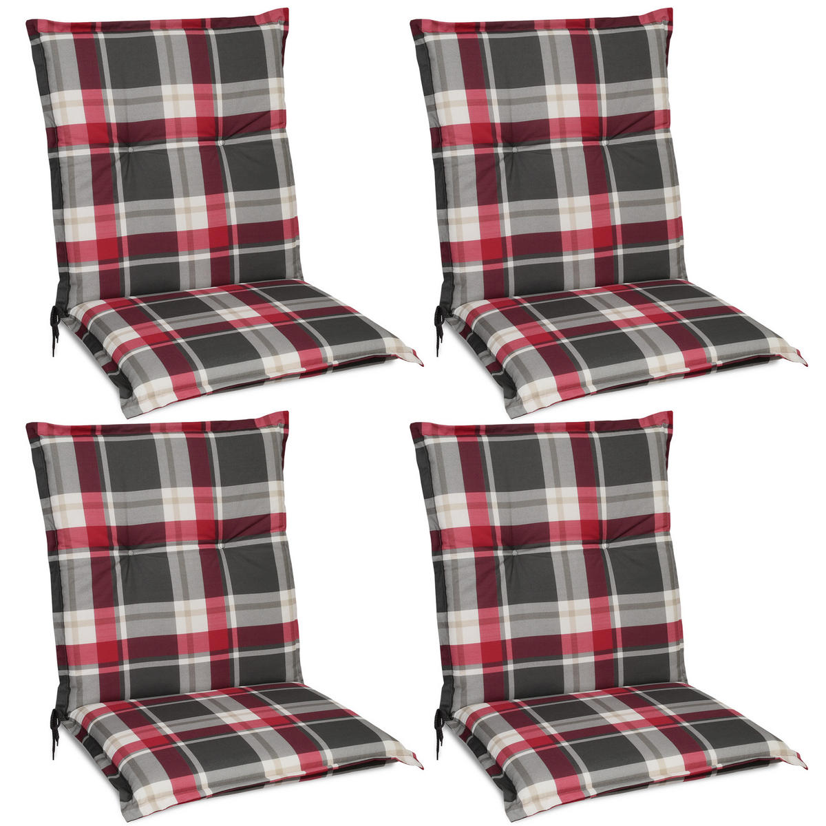 NIEDERLEHNERAUFLAGE Sunny BK 100/50/6cm Bordeaux-Kariert 4tlg - Bordeaux, Textil (50/6/100cm) - Beautissu 