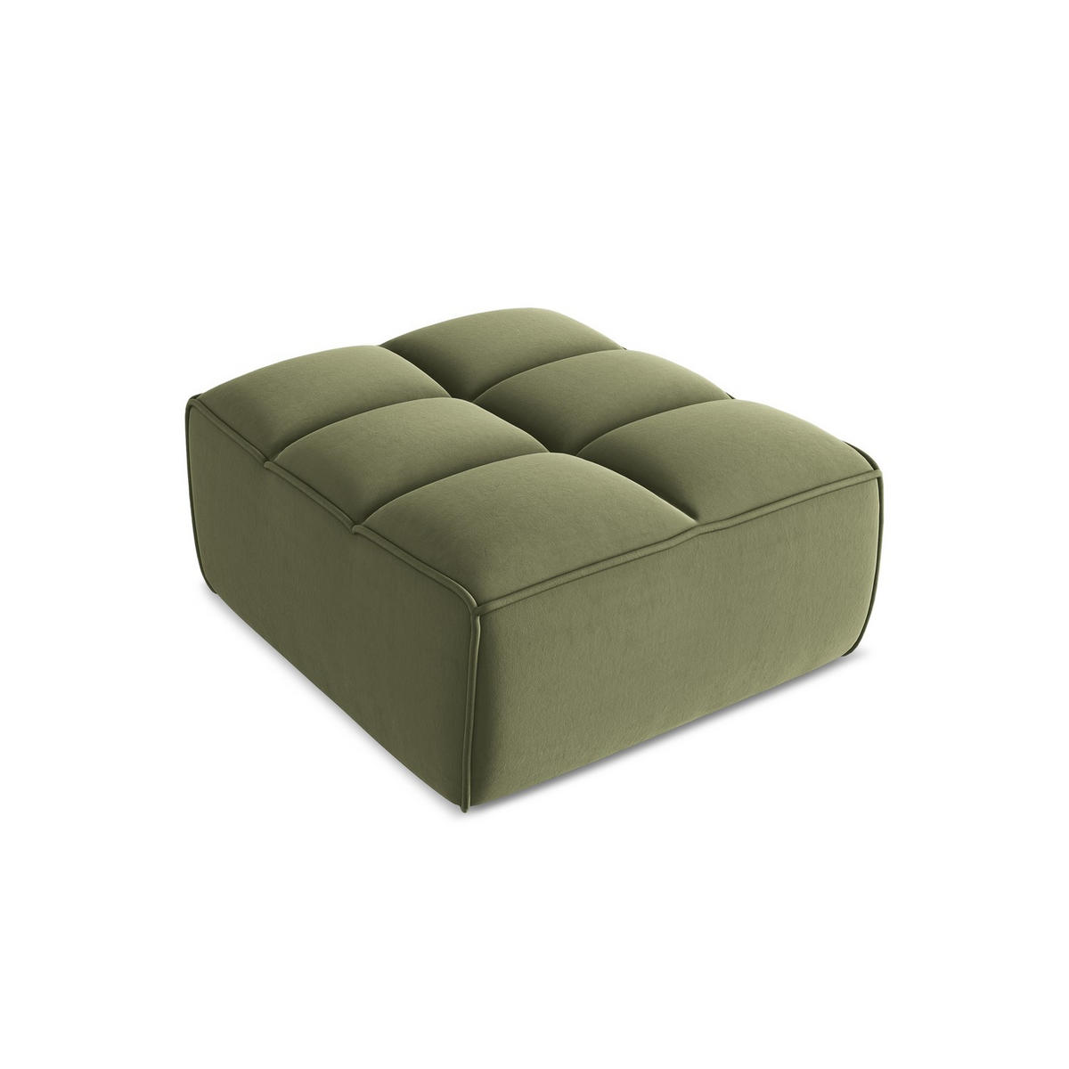 POUF Samt Stoff Grün - Schwarz/Olivgrün, Kunststoff/Textil (80/43/93cm) - LaMiaSofa