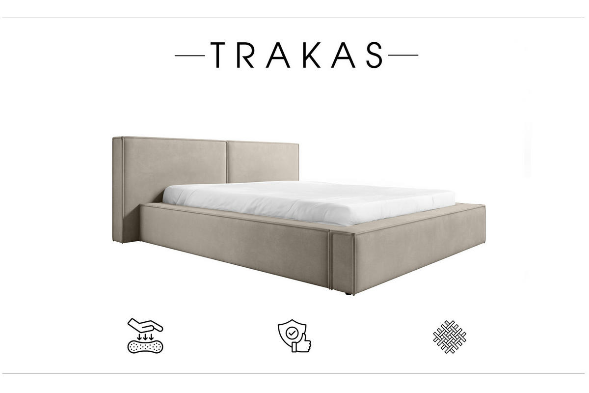 POLSTERBETT mit Bettkasten Trakas 180x200 cm, Hellbeige - Beige, Textil (180/200cm) - Meblito