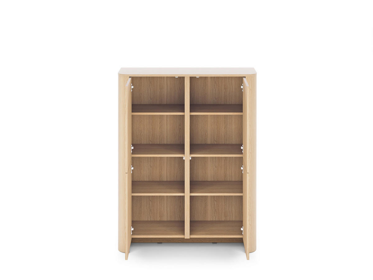 ABGERUNDETE Hochkommode AURA KW4D (Eiche Vicenza, Push to Open) - Eichefarben, Holz/Holzwerkstoff (103/132/39cm) - Ravio