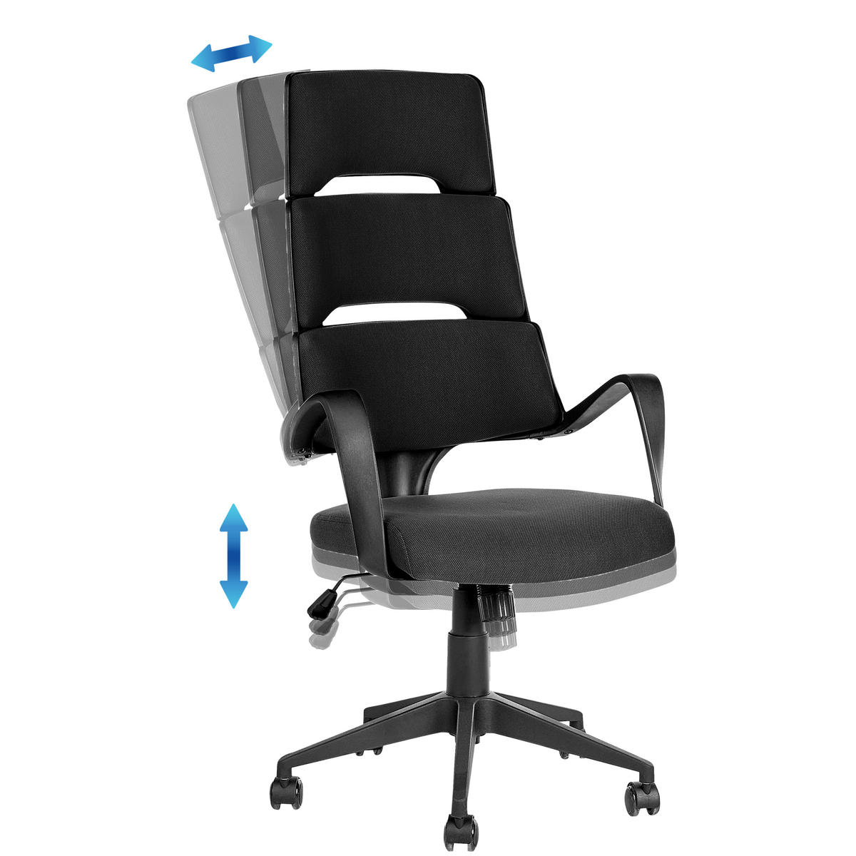 BÜROSTUHL Kunststoff Schwarz Grandiose - Schwarz, Textil (66/118/52cm) - Beliani