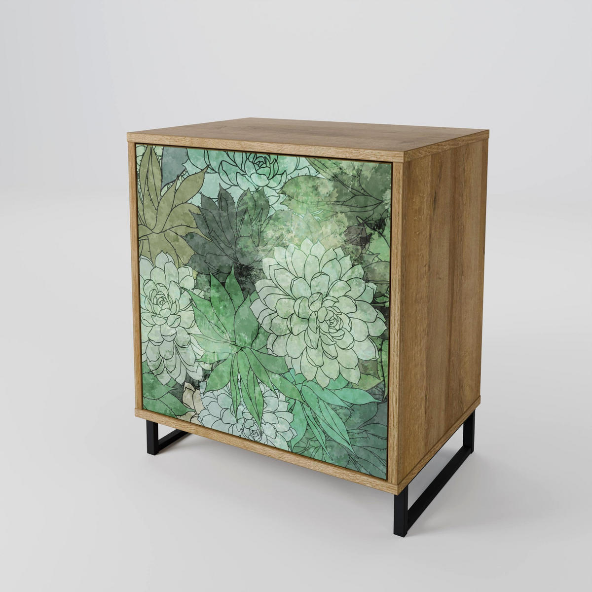 SIDEBOARD SUCCULENT CLUSTER, Eichefarben, 57,5x42x75,5 cm, Goldfarbene Metallfüße - Eichefarben/Goldfarben, Holzwerkstoff/Metall (57.5/75.5/42cm) - SpaceRebels