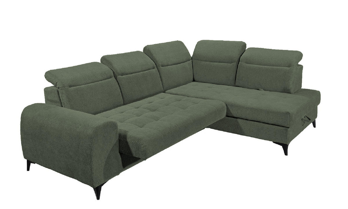 ECKSOFA mit elektrischer Sitztiefenverstellung - Grün, Kunststoff/Textil (200/282cm) - ed exciting design