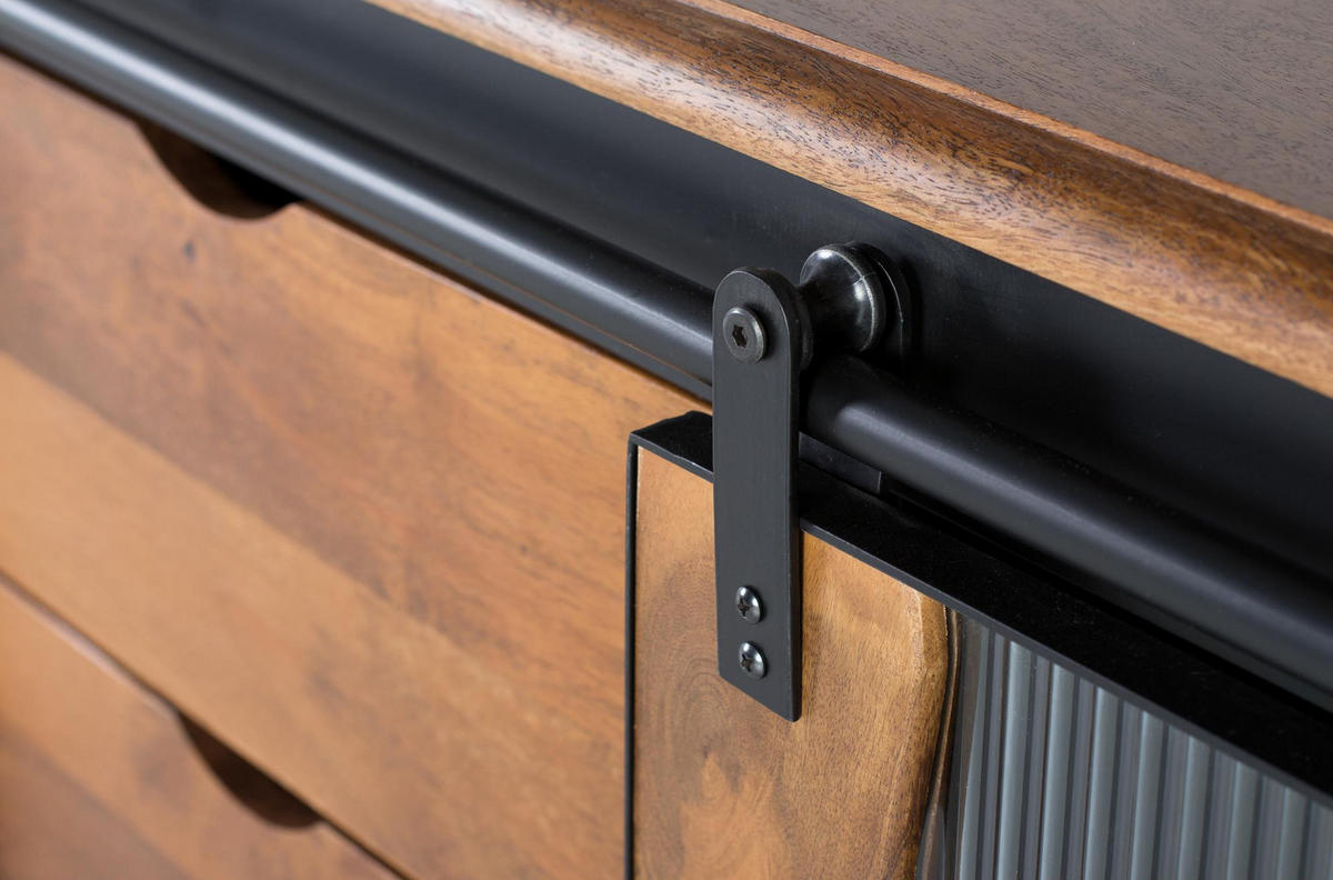 SIDEBOARD aus Mangoholz und schwarzem Metall - Schwarz, Holz (40/80/150cm) - Giner y Colomer