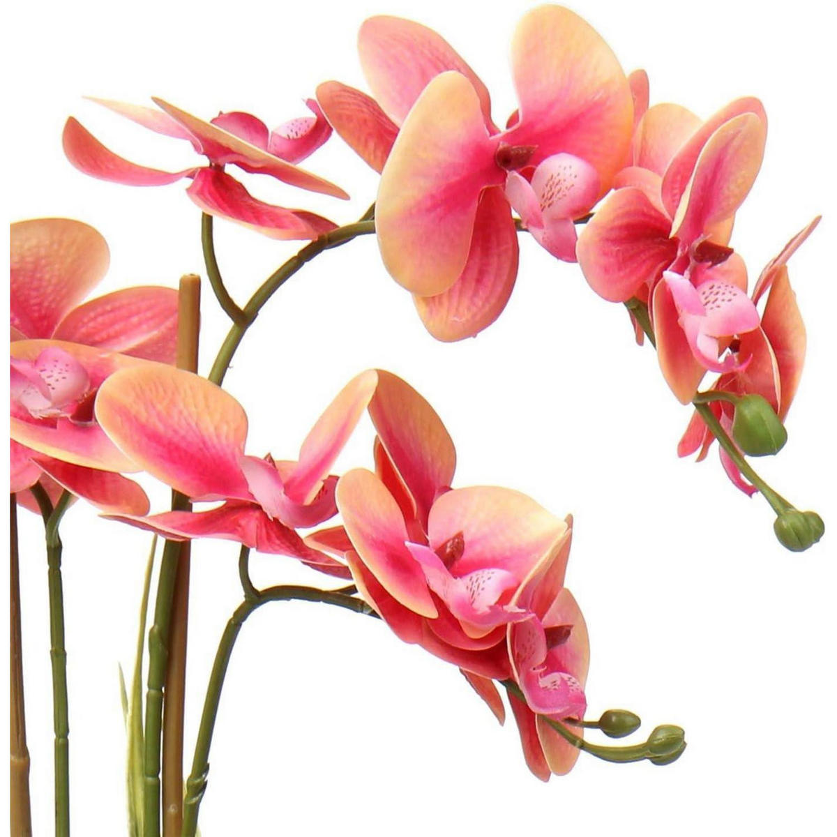 KUNSTBLUME Orchidee Phalaenopsis 3 Stiele Weiß Rosa Violett 38 cm - Multicolor, Kunststoff (40.6cm)