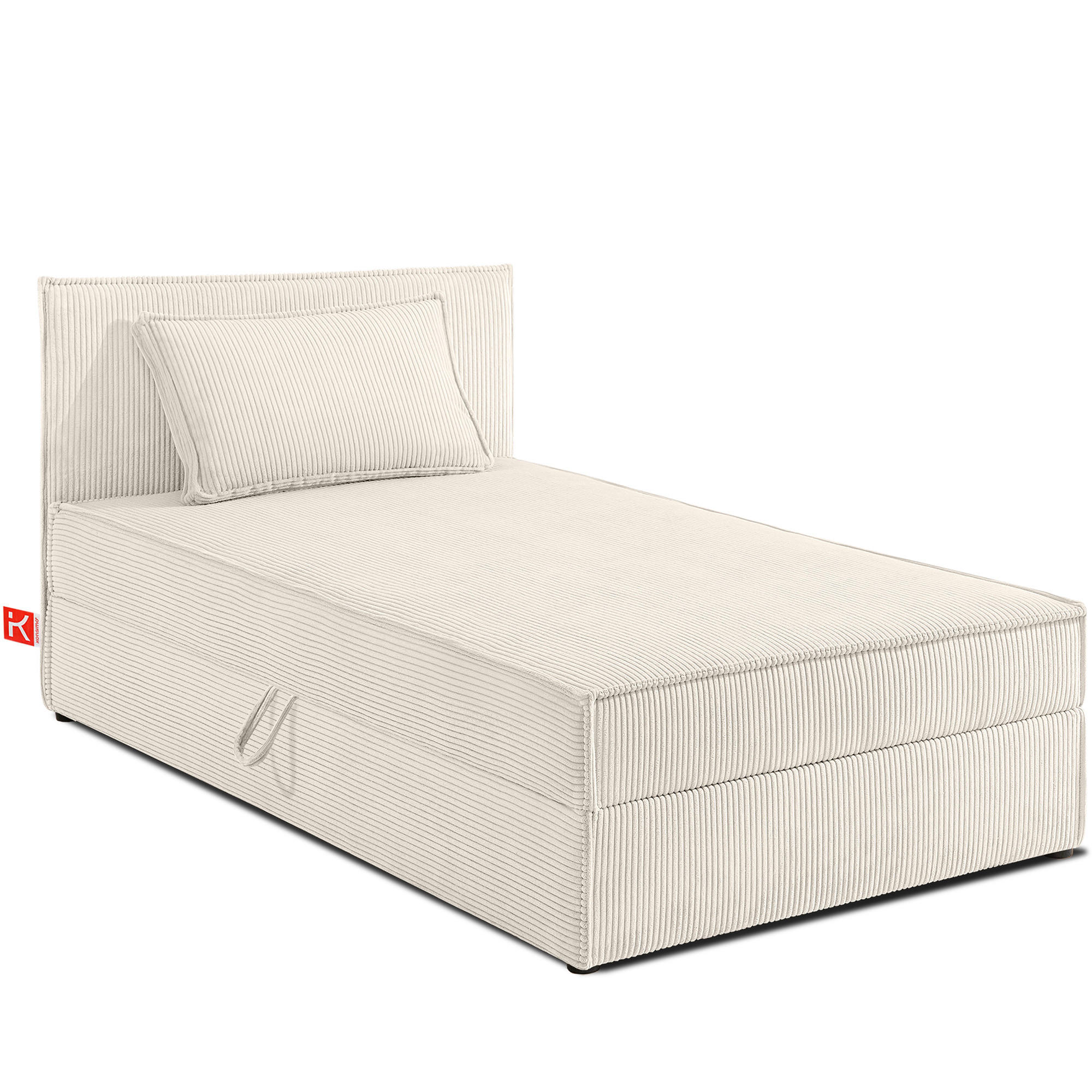 BOXSPRINGBETT ROTI Einzelbett, ecrufarben - Ecru/Schwarz, Holz/Holzwerkstoff (100/200cm) - KONSIMO®